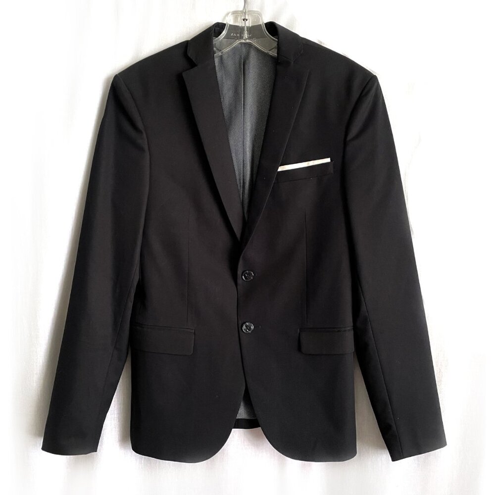 Zara men's business style jacket. Black color. US size 36 fits size S small